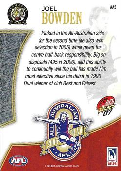 2007 Select AFL Supreme - All Australian #AA5 Joel Bowden Back